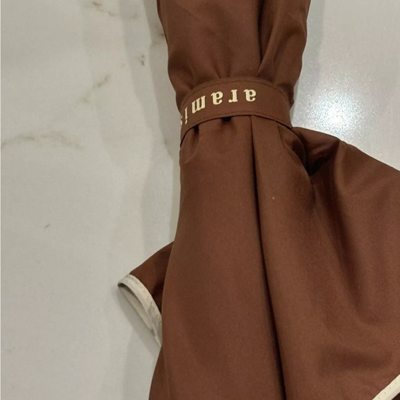 Aramis Vintage Classic Brown Umbrella Leather Handle Beige Trim 37" Never Used - Picture 8 of 8